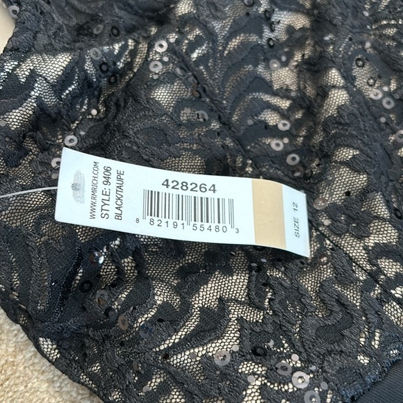 New R & M RICHARDS Sequined Lace Chiffon Black Gown Size 12 - Picture 11 of 14